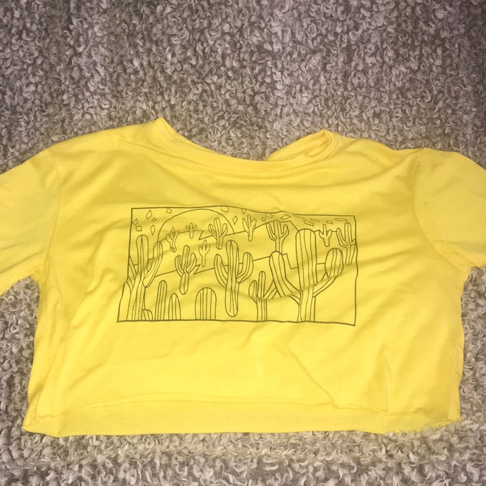Yellow cactus cropped top